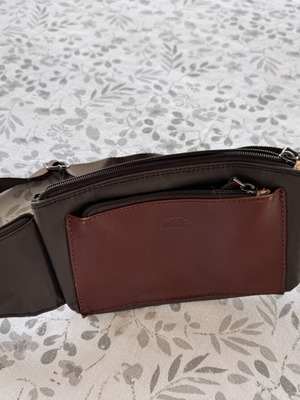 Men's waist bag, brown synthetic leather