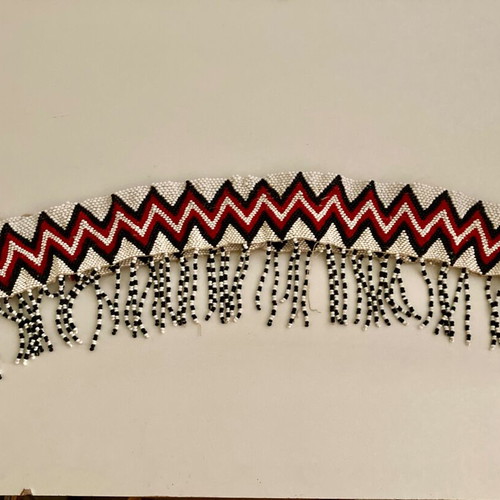 Handmade belt used with beads from Congo, white and red