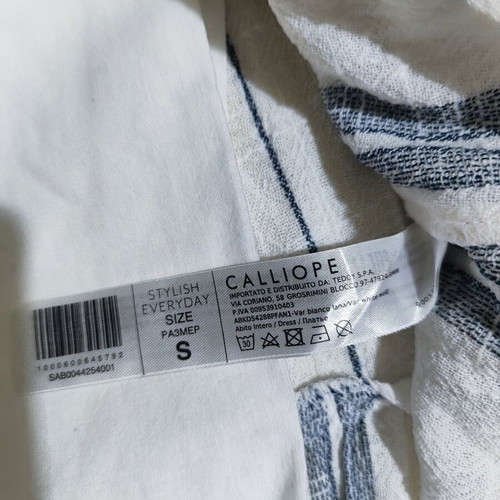 Cotton dress like new, airy, size M, white and blue