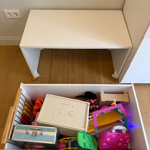 IKEA SMÅSTAD toy storage bench like new, pink and white