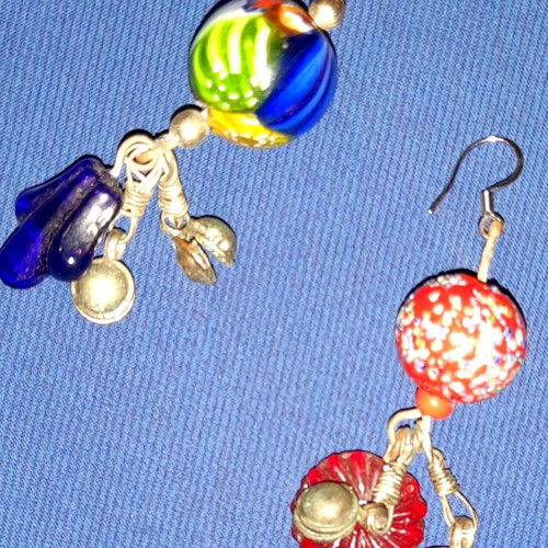 Handmade very old earrings with Murano beads and hypoallergenic steel hook