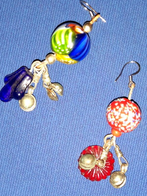 Handmade very old earrings with Murano beads and hypoallergenic steel hook