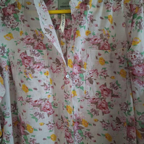 Vintage floral shirt tunic, size M, 100% cotton