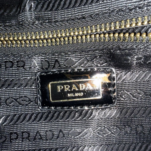 Prada bag used, black glossy texture