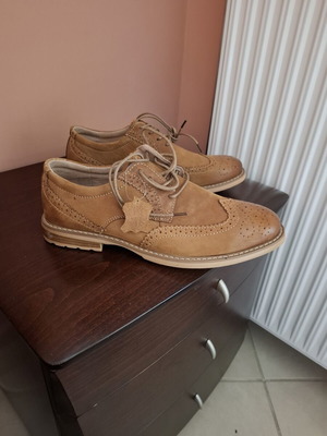 Ανδρικά casual δερμάτινα παπούτσια νούμερο 44 μπεζ και καφέ καινούργια