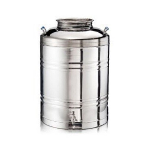 Stainless steel 50-liter container with tap and support base