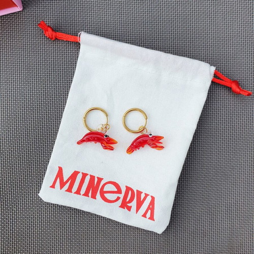 Minerva Red Murano Glass Shrimp Hoop Earrings