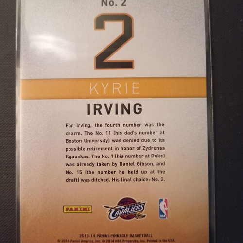 Panini Pinnacle Behind the Numbers 2013-14 Kyrie Irving #2 card new