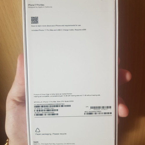 iPhone 17 Pro Max sealed, 2 TB, silver titanium
