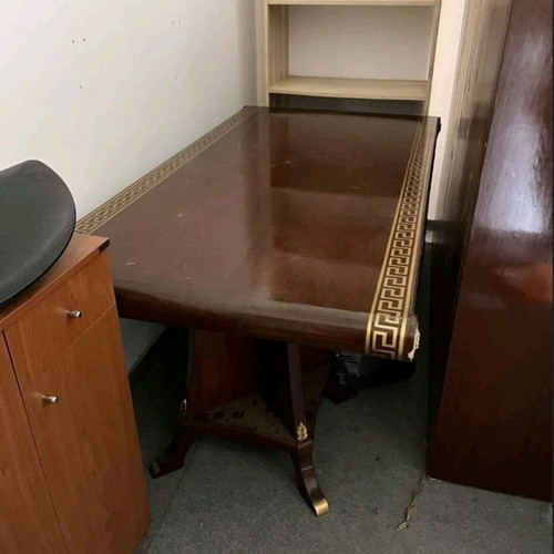 Dining set with 6 chairs and 2 carved bookcases