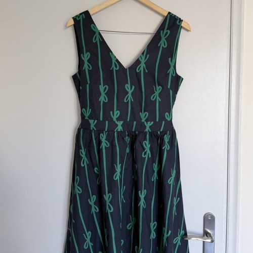Smile Backless Dress Like New, Cotton, Blue and Green, Size S