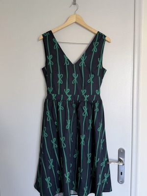 Smile Backless Dress Like New, Cotton, Blue and Green, Size S