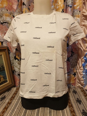 Bershka T-shirt used, size S, black and white