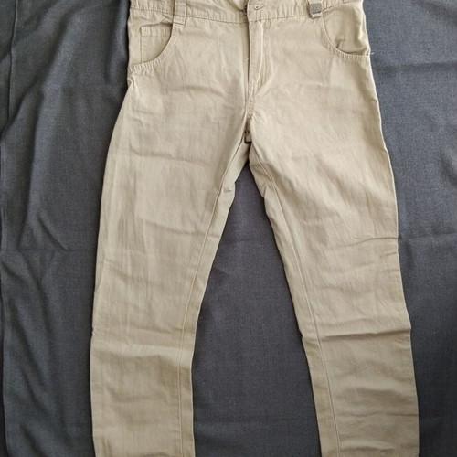 Beige fabric pants for 6-year-old boy, size 116 cm
