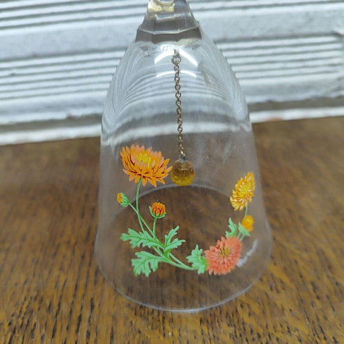 Crystal decorative bell used, 24% lead crystal with autumn flowers