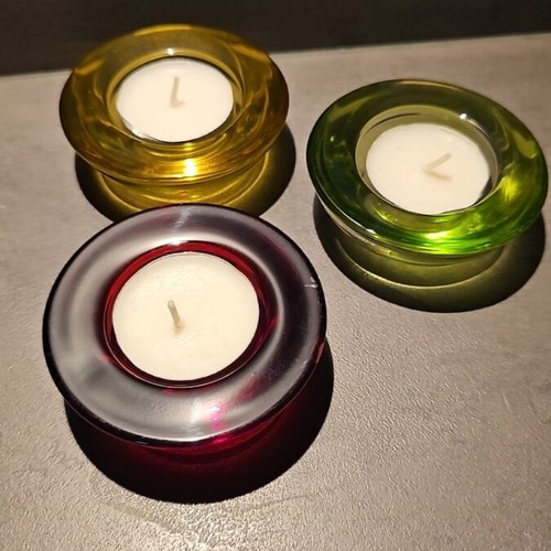 Set of 3 colored glass tealight holders