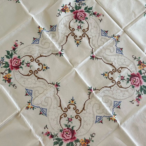 Handmade tablecloth with matching napkins new from Switzerland