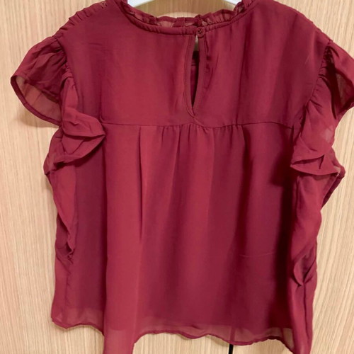 H&M Burgundy Chiffon Blouse New, Size 134 for Girls 8-9 Years