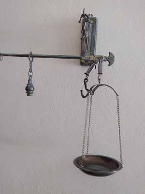 Vintage kantari with wall mount, used