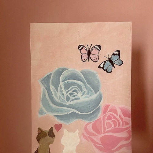 Canvas painting new with tempera, ideal for girl's room