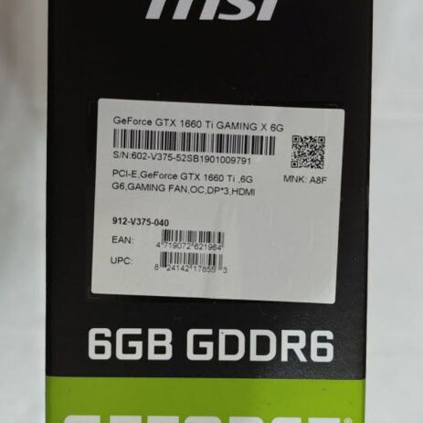 MSI GeForce GTX 1660Ti 6GB GDDR6 Gaming Card like new