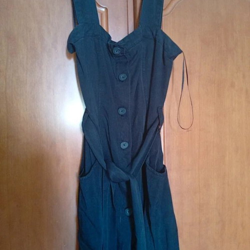 Zara long women's dress like new, black, buttoned, waist tie