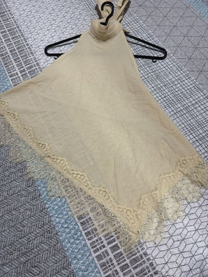 Backless Turtleneck Top new, white and beige, size M