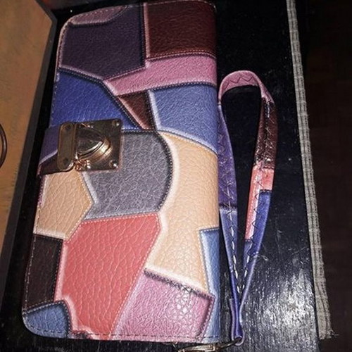 Large wallet new with colorful design and wrist strap