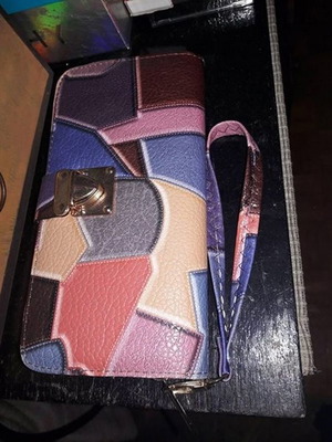 Large wallet new with colorful design and wrist strap