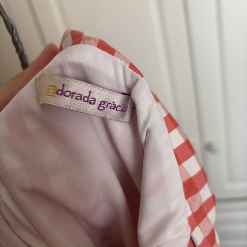 Plaid Dress like new, reversible with pockets, soft pink-salmon