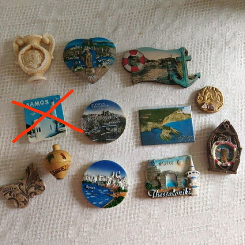 Magnets from Greek destinations, pack of 11, new