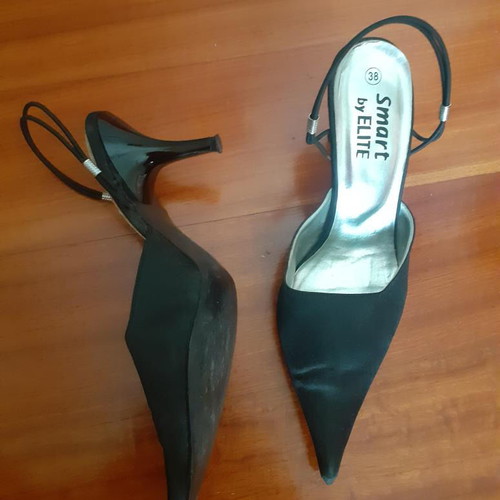 Black satin evening pumps used size 38