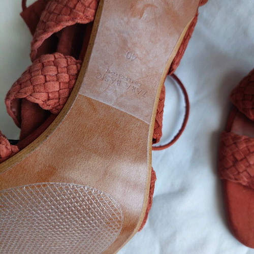 Zara brown suede leather lace-up heeled sandals new, size 40
