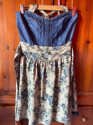 Summer dress used in A-line, blue and green, size S