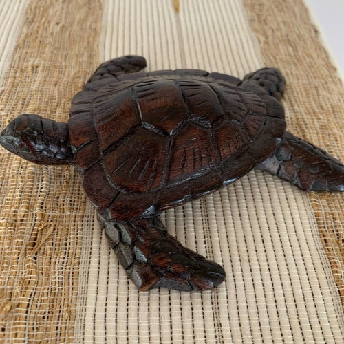 Wooden carved turtle decorative handmade, new, 11 cm