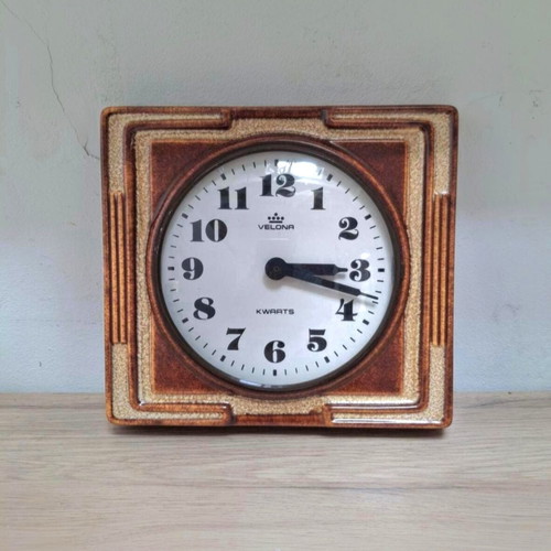 Velona vintage ceramic kitchen wall clock used, battery operated