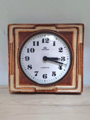 Velona vintage ceramic kitchen wall clock used, battery operated