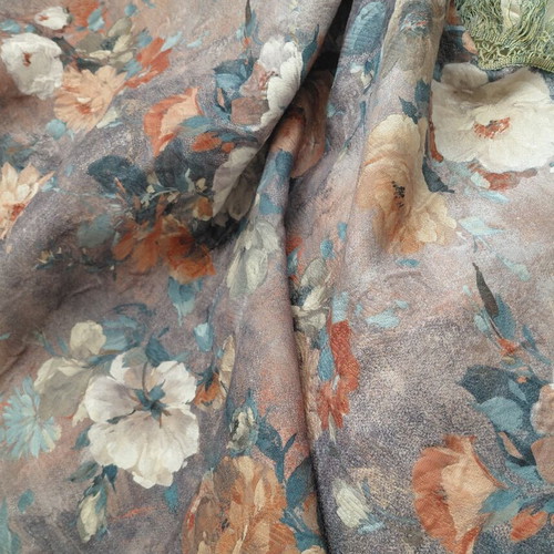 Vintage decorative floral fabric with fringes