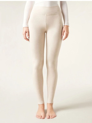 Calzedonia ριμπ κολάν βαμβακερό ελαστικό, μέγεθος small, καινούργιο, μπεζ