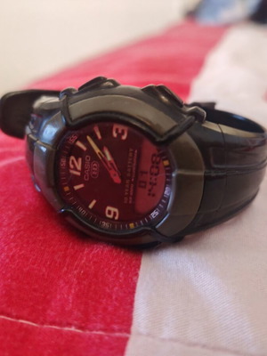 Casio HDC-600 40mm wristwatch used, black rubber strap, functional