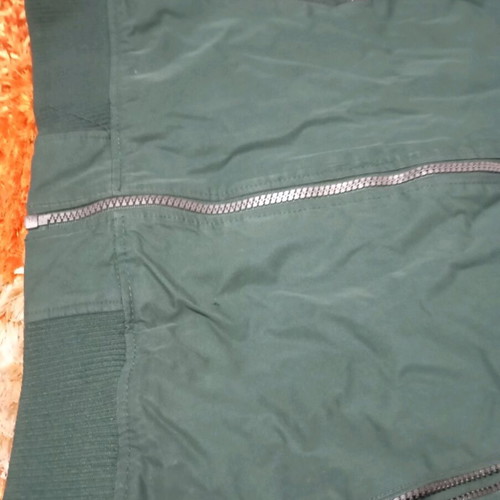 Khaki jacket with fur hood, size large, like new
