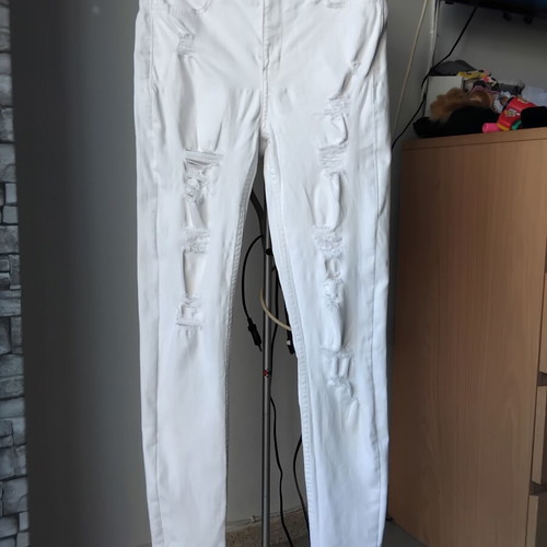 H&M Divided White High-Waisted Cotton Stretch Pants M 38 Like New