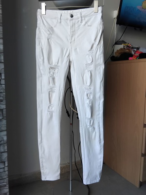H&M Divided White High-Waisted Cotton Stretch Pants M 38 Like New