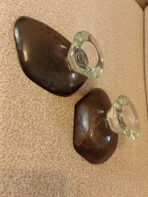 Handmade wooden candlesticks set of 2, rosewood varnished