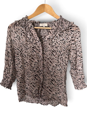 Levete Room animal print shirred blouse, size XS