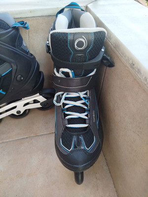 Oxelo Fit 5 Inline Skates for Men like new, black and blue