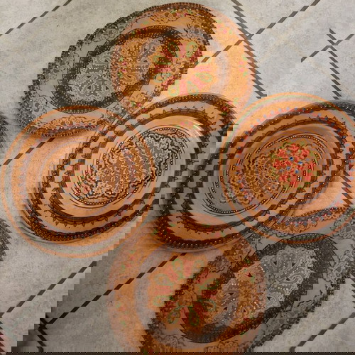 Vintage ξύλινα πιάτα τοίχου μεταχειρισμένα, πακέτο 4