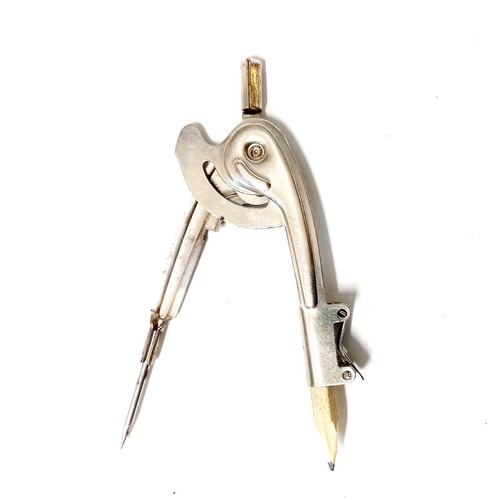 Vintage Metal Drawing Compass used, 1980s design from Hong Kong
