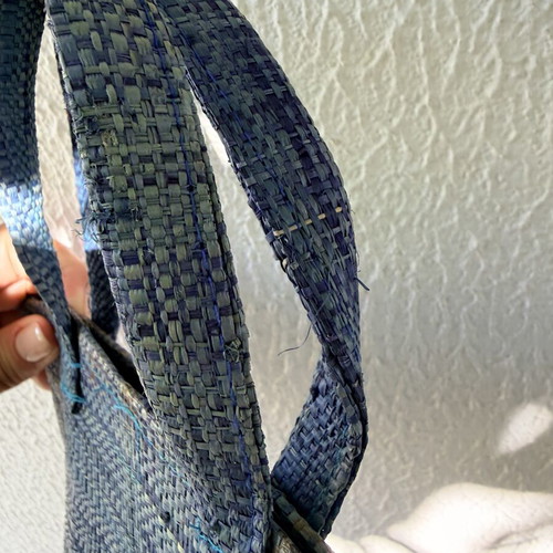 Mini straw handbag used, blue