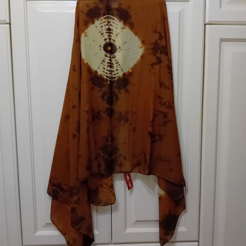 Mad Hat Scarf-Pareo new, beige and brown with bone leaf charms